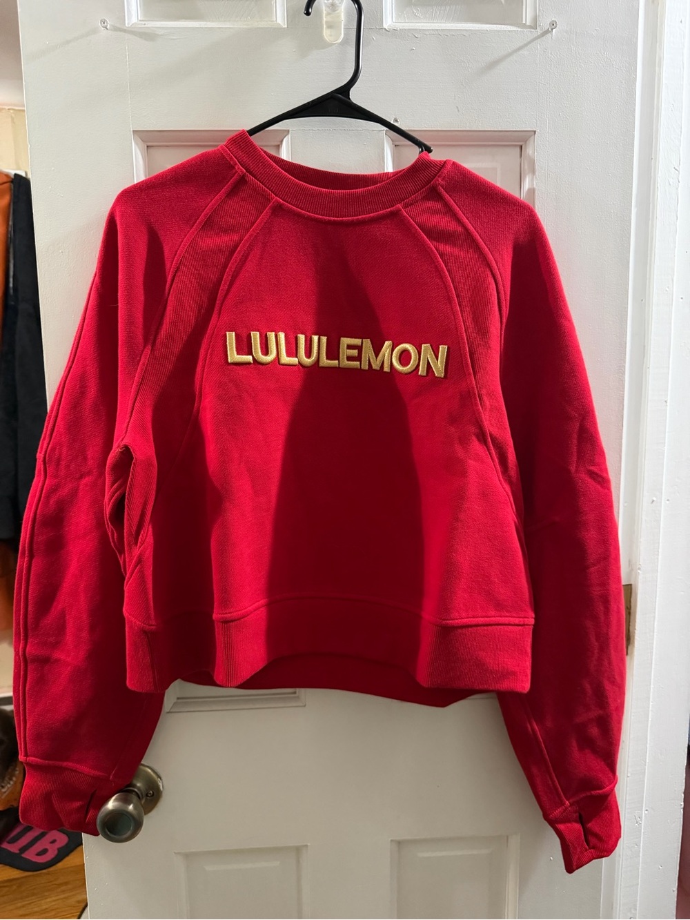 lululemon athletica Red Crewneck Sweatshirt with Yellow Logo